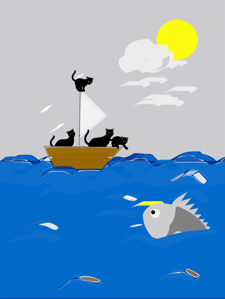 Black Cats Fishing illustration Inkscape