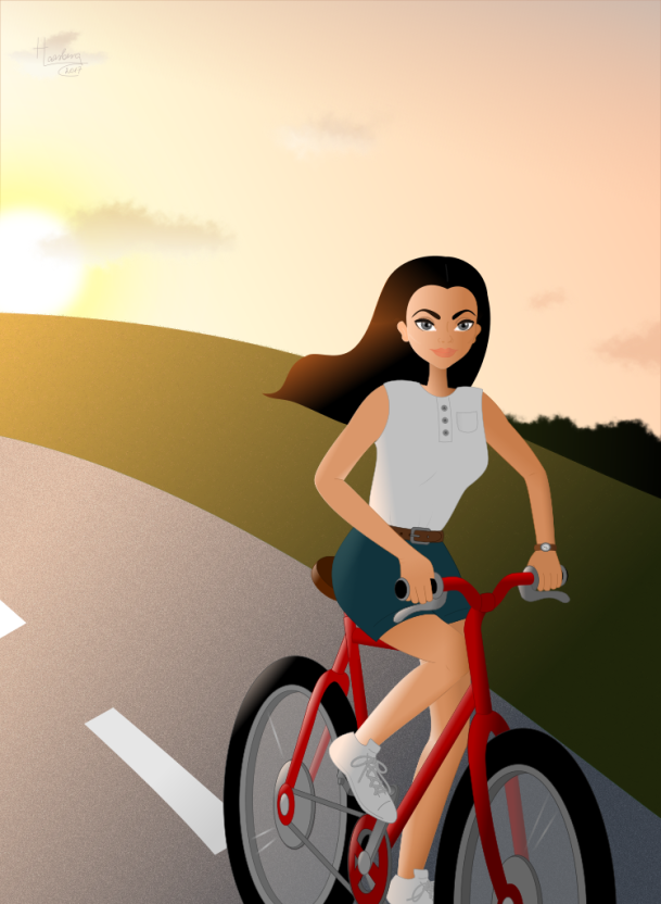 Last Days of Summer girl bicycle illustration Inkscape